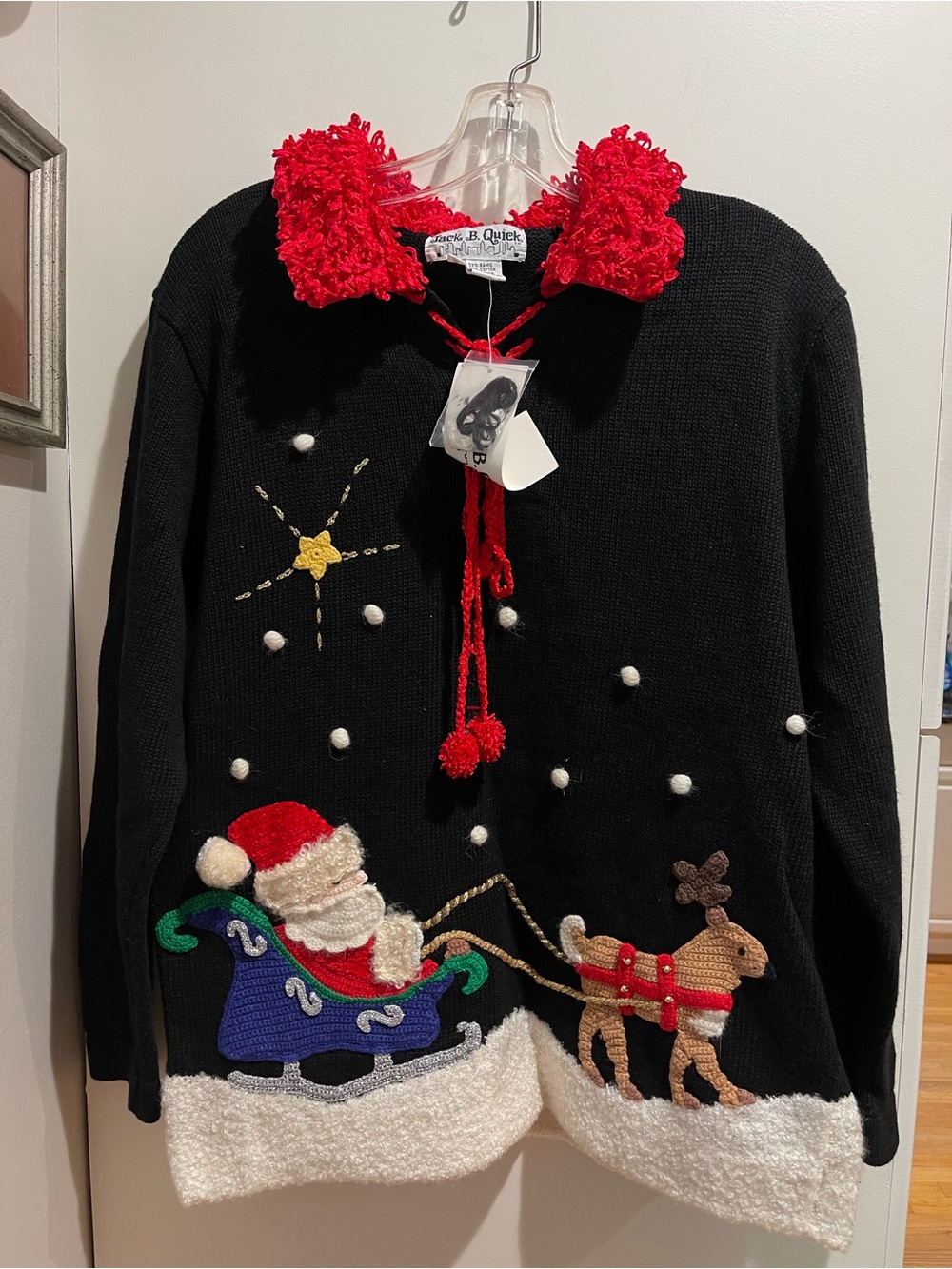 Vintage 90s Jack B. Quick Holiday Sweater Christmas Santa Reindeer Size M NWT